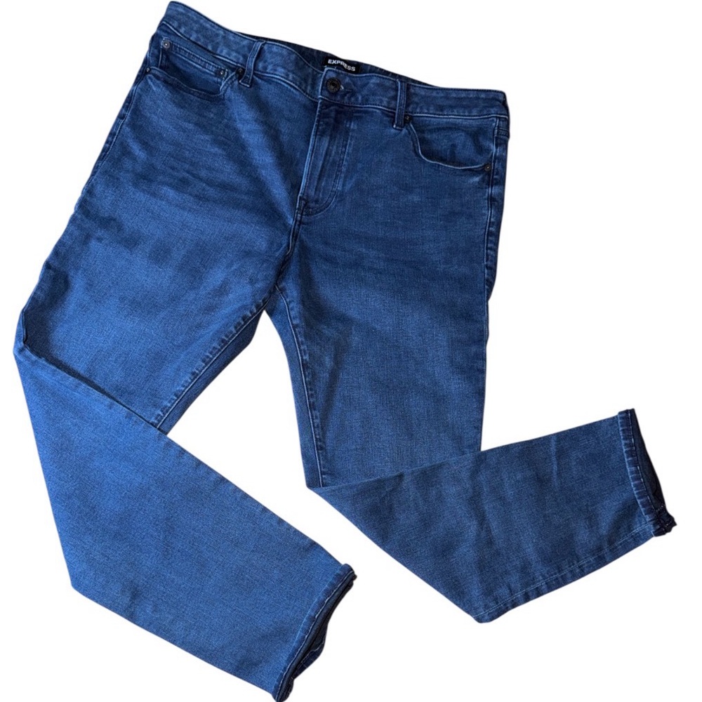 🔥 Express Men’s Medium Dark Blue Skinny Fit Jeans Size 36 X 30 🔥